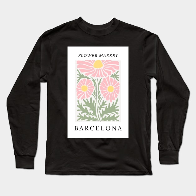 Barcelona Flower Market Botanical Long Sleeve T-Shirt by mystikwhale